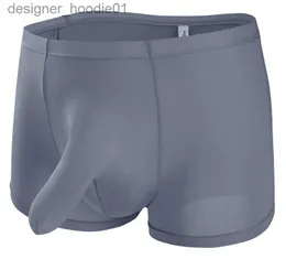 Underpants Sexy Mens Penis Underwear Male Cool Sexy Elephant Nose Big Pouch Ice silk Boxer Shorts Panties Gay Cheap Men Underwear Calcinha L230915