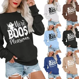Kadın Hoodies Bu bazı sayfa Cadılar Bayramı Crewneck Grafik Sweatshirt Sıradan Mektup Baskı Uzun Kollu Üst Kakil Yoga Hoodie Kadınlar