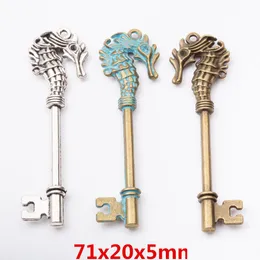 Charms 20st 71x20mm Vintage Sier Blue Zink Plated Seahorse Key Antique Bronze Pendants For Armband Earring Diy Jewelry Drop Delivery Dhnqo