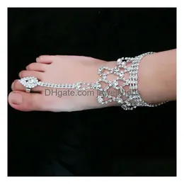 Cavigliere Moda Donna Gioielli per piedi Spiaggia Sandali con strass in cristallo bianco per accessori da sposa Consegna drop Dhave