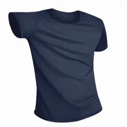 Мужские костюмы B148399 Рубашки Быстросохнущие спортивные мужские рубашки для отдыха Черные с короткими рукавами Повседневная футболка из ледяного шелка Однотонная свободная футболка с круглым вырезом