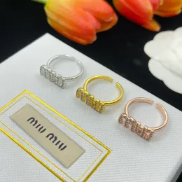 Wholesale M IU niche design flash diamond letter ring women's light luxury finger ring ins personality fashion couple ring