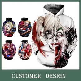 Projekt klienta 3D Suicide Squad Harley Quinn Print z kapturem bluza sweter z kapturem z kapturem nowa pary mody mężczyźni kobiety unisex luźne kurtki swobodne topy