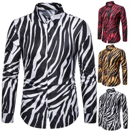 Men Streetwear US Size Shirt Zebra Skin Printed Tuxedo Party Shirt منذ فترة طويلة