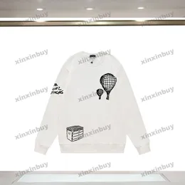 xinxinbuy erkekler tasarımcı kapüşonlu sweatshirt 23ss grafiti sıcak hava balon baskı uzun kollu kadınlar siyah yeşil kahverengi gri s-3xl