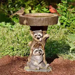 Garden Decorations Resin Raccoon Birdbath Polyresin Antique Bird Bath For Home Yard Decoration Outdoor Decor Fountains