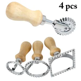 Backen Gebäck Werkzeuge Ravioli Stempel Klassische Cutter Maker Holzgriff Pasta Form Werkzeug Teig Slicer Cookie335E