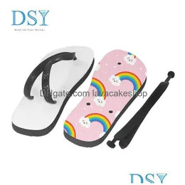 Home Shoes Wholesale Pvc Sublimation Blank -Flops Heat Transfer Printing Beach Slippers Casual Drop Delivery Garden Wear Dhgor