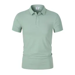 Herrpolos sommar högkvalitativ solid färg polo skjorta mode affärskontor t-shirt sport andbar komfort anpassade korta ärmar