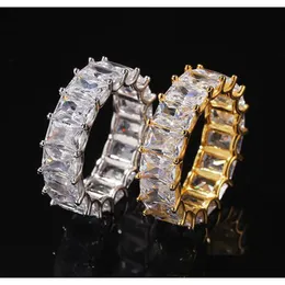 1 fila 360 Eternity Anelli in oro bling Micro pavimenta Cubic Zirconia Placcato 14K Diamanti simulati Anello Hip Hop per uomo Donna Consegna di goccia