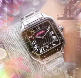 Tank Series Simple Square Roman Dial تاريخ أوتوماتيكي يشاهد الرجال الفاخرة رجالًا باللون الأحمر الأزرق الذهب الصلب