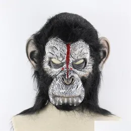 Parti Maskeleri Maymunlar Gezegeni Cadılar Bayramı Cosplay Goril Masquerade Maske Monkey King Kostümler Kapaklar Gerçekçi Y200103 Bırak Teslimat252s