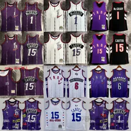 Wydrukowane Mitchell i Ness 2003 All-Star White Basketball 15 Vince Carter Jersey Purple 6 Know Yourself Tracy Retro McGrady
