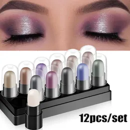 Eye Shadow Eyeshadow Pencil Set 12 Cores À Prova D 'Água Longa Duração Glitter Shimmer Eye Shadow Pen Highlighter Stick Olhos Maquiagem Ferramentas 230914