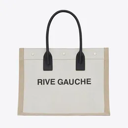 2022 Novo estilo de luxo designer sacola de compras Womens Rive Gauche Outdoor Travel Tote Bolsa Moda Linho Grandes Sacos de Praia Crossbod288s