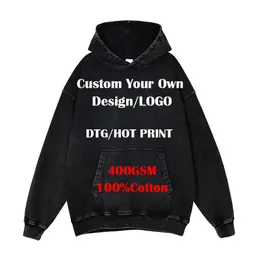 Sudaderas con capucha para hombre Sudaderas DIY Personaliza tu DTG Estampado en caliente Sudadera con capucha lavada Hombres Streetwear Retro Vintage Gráfico Sudadera con capucha Algodón HipHop 230914