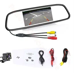 4 3 bilens bakre spegelmonitor Auto Parkeringssystem LED NIGHT Vision Backup Reverse Camera CCD CAR BAKSAVESKAMERA21Z