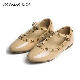 Cctwins Kids Spring Girls Brand for Baby Shoes Stud Single Shoes Childrenヌードサンダル幼児プリンセスフラットパーティーダンスシューズAA22198J