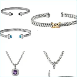 Silvermoment Bangle Necklace Dy Jewelrys Armband Sliver Mens Womens Platinum Pearl Head Fashion Versatile Armband JewelR296J