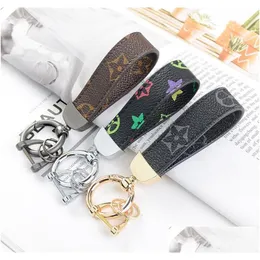 Luxury Designer Self Defense Keychains Dog Flower Key Chain Buckle Lovers Car Handmade Leather Designers Keys Chains Men Women Drop Delivery