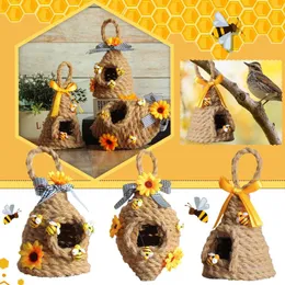 Decorative Figurines Honeycomb Sunflower Hanging Ring Art Crafts Ornament Exquisite Romantic Lovely Fashion Garden For Indoor Outdoor