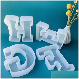 Craft Tools Jewelry Pendant Alphabet Epoxy Resin Mod English Letter Sile Mold Keychain For Birthday Home Decoration Drop Delivery Gard Dhnkv