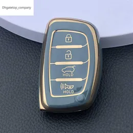 Ny TPU -bilnyckelskydd för Hyundai Tucson Santa Fe Rena Sonata Elantra Creta IX35 IX45 I10 I30 I40 3 4 -knapp Premiumnyckel Case2633