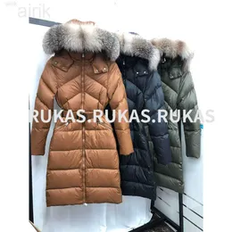 여자 다운 파카스 레이디스 롱 다운 재킷 후드 캐주얼 따뜻한 따뜻한 90 화이트 오리 패션 모피 칼라 여자 코트 겨울 jaqueta feminina