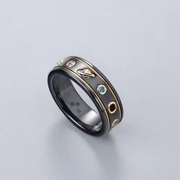 Black White Ceramic Cluster Band Rings bague anillos for mens and women engagement wedding couple jewelry lover gift225Z