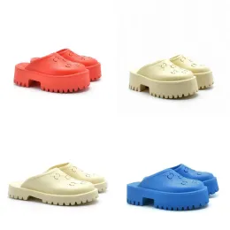 Fashion With box Designer sandals White platform sandals Perforated G Slip-on slipper slides Black Rubber sandles mules summer Com qfYEuK