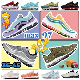 Max Og Classic 97 Sean Wotherspoon Mens Running Shoes Air 97s Triple White Black Sliver Bullet Metalic Gold Golf NRG MSCHF X INRI Jesus Celestial Sneakers Men