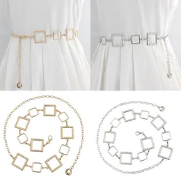 Ceintures en métal ceinture chaîne rue polyvalent boucle carrée taille ceinture crochet pull costume décoration dame robe accessoires marque