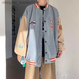 Women's Jackets 8/25Spring college baseball uniform wind corduroy ja Spring Japanese Style Preppy Jacket Male Harajuku Vintage Hong Kong Trendy L230916