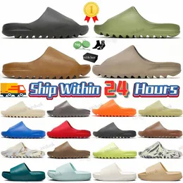 Designer Slides Slippers Sandals For Men Women Pure Onyx Ochre Bone Black Resin Soot Slider Rubber Summer Beach Comfortable Slipper Womens Shoes with box