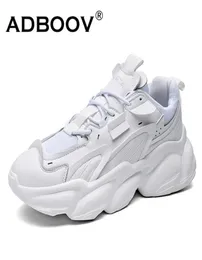Adboov Unisex 패션 가죽 운동화 여성 남성 플랫폼 청키 신발 화이트 블랙 트레이너 신발 LJ2010173433470