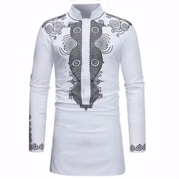 African Dashiki Shirt Men 2018 Spring Autumn New Stand Collar Long Sleeve Shirt Men Casual African Clothing Camisas Para Hombre195J