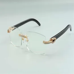 2021 Nuevo estilo Diseñadores de alta gama Gafas de diamantes medianos 3524012 Gafas de cuernos de búfalo negro natural Tamaño del marco 36-18-140mm301J