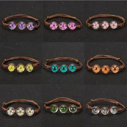 Gliederkette, handgefertigt, gewebt, getrocknete Blumen, Glasperlen, Armband, Damenschmuck, Mädchen, Kugelwebart, Glücksblume, Armbänder 3002