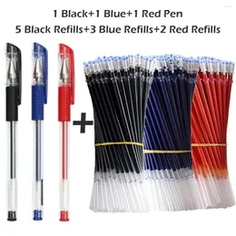 Set di penne gel da 0,5 mm Ricariche Penne nere/blu/rosse per la scrittura di materiale scolastico semplice di cancelleria coreana Accessori per ufficio