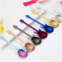 Spoons Stainless Steel Guitar Bass Spoon Musical Instruments Coffee Mixing Home Kitchen Dining Flatware Stirring Drop Ship Delivery Ga Dhil6