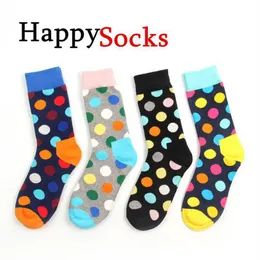 Glückliche Socken Mode hochwertige Herren Polka Dot Socken Herren Casual Baumwollsocken Farbsocken 8 Farben 24 Stück 12 Paar 209J