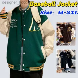 Kurtki damskie Summer New Retro Baseball Jacket Men Siching Casual Long Ingeved College Style Brown Varsity Jacket Men Lelaki L230916