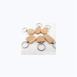 Blank Round Rectangle Wooden Key Chain DIY Promotion Customized Wood keychains Key Tags Promotional Gifts289e