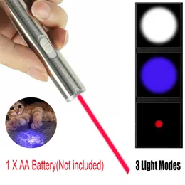 3-in-1 650nm LED puntatore laser rosso penna luce UV raggio singolo mini AA giocattoli per gatti mini torcia (batteria non inclusa)