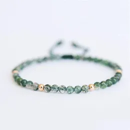 Braccialetti con ciondoli Piccola pietra di agata naturale con perline Meditazione Colore verde Guarigione Nce Bracciale sottile tessuto a mano Regalo di gioielli Dro Dhgarden Dhqkr