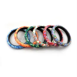 Mix Lot Flower Design Bohemian Polymer Clay Bangles para mulheres 12 mm de largura 24 unidades / lote 287L