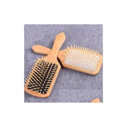 Hair Brushes 5Pcs Comb Care Brush Mas Wooden Spa 2 Color Antistatic Head Promote Blood Circation Drop Delivery Products Styling Tools Dhhsf