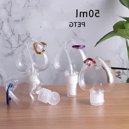 Leere, nachfüllbare Kunststoff-Alkoholflasche mit Liebesherz, 50 ml, durchsichtige, transparente PET-Händedesinfektionsflaschen mit Schlüsselringhaken, leicht zu tragen Srbpe