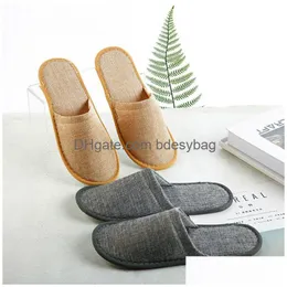 Disposable Slippers 1 Pairs Home Guest Indoor Men Women El Travel Spa Portable Folding Supplies Uni Summer Linen Drop Delivery Garden Dhw6X