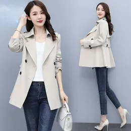 Women's Trench Coats Fashion Women Casual Long Coat Double Breasted Windbreaker 2023 Chic Office Ladies Outerwear H104